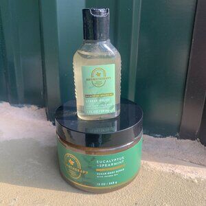 2 NEW BATH & BODY WORKS - Aromatherapy Eucalyptus & Spearmint Sugar Scrub b wash